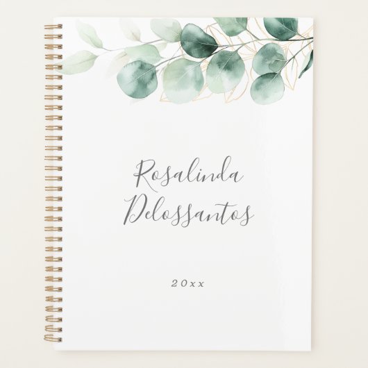 Waterverf Eucalyptus Greenery Gold Foliage Planner (Voorkant)