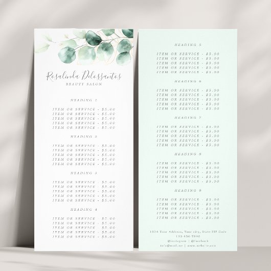 Waterverf Eucalyptus Greenery Gold Foliage Reclamekaart