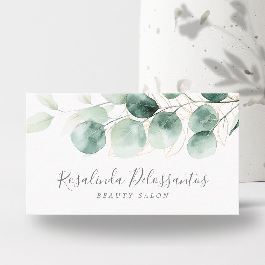 Waterverf Eucalyptus Greenery Gold Foliage Visitekaartje