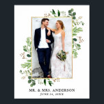 Waterverf Eucalyptus Greenery Gold Framed Foto Poster<br><div class="desc">Waterverf Eucalyptus Greenery Gold Lijst Wedding Foto Poster - Rustisch Land Wood</div>