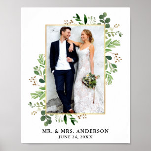 Waterverf Eucalyptus Greenery Gold Framed Foto Poster