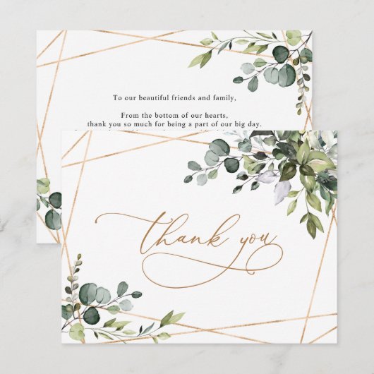 Waterverf Eucalyptus Greenery Gold Hartelijk dank Bedankkaart (Voorkant / Achterkant)