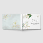 Waterverf Eucalyptus Greenery Gold Leaves Wedding Gastenboek (Volledig)