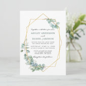 Waterverf Eucalyptus Greenery Gold Lijst Kaart (Staand voorkant)