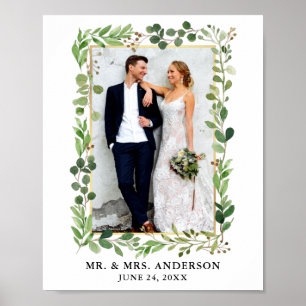 Waterverf Eucalyptus Greenery Gold Lijst Poster