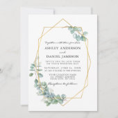 Waterverf Eucalyptus Greenery Gold Lijst Wedding Kaart (Voorkant)