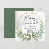 Waterverf Eucalyptus Greenery Gold Lijst Wedding Kaart (Voorkant / Achterkant)