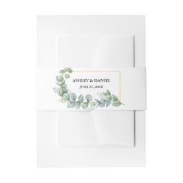 Waterverf Eucalyptus Greenery Gold Lijst Wedding Uitnodigingen Wikkel