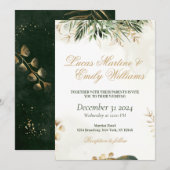 Waterverf Eucalyptus Greenery Gold Neustra Boda Kaart (Voorkant / Achterkant)