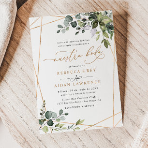 Waterverf Eucalyptus Greenery Gold Neustra Boda Kaart