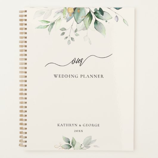 Waterverf Eucalyptus Greenery Gold Planner (Voorkant)