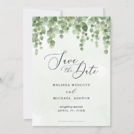 Waterverf: Eucalyptus Greenery + Gold Save The Date