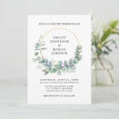 Waterverf Eucalyptus Greenery Gold Wedding Kaart (Staand voorkant)