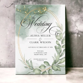 Waterverf Eucalyptus Greenery Gold Wedding Kaart