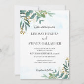 Waterverf Eucalyptus Greenery Gold Wedding Kaart (Voorkant)