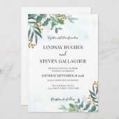 Waterverf Eucalyptus Greenery Gold Wedding Kaart (Voorkant / Achterkant)