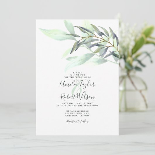 Waterverf Eucalyptus Greenery Kaart (Staand voorkant)