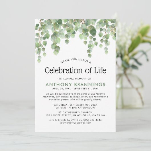 Waterverf Eucalyptus Greenery Kaart (Staand voorkant)