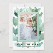 Waterverf Eucalyptus Greenery kerstfoto Feestdagenkaart (Voorkant)