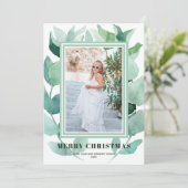 Waterverf Eucalyptus Greenery kerstfoto Feestdagenkaart (Staand voorkant)