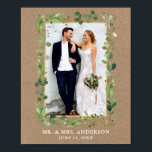 Waterverf Eucalyptus Greenery Kraft Gold Foto Poster<br><div class="desc">Waterverf Eucalyptus Greenery Gold Lijst Wedding Foto Poster - Rustic Kraft Paper</div>