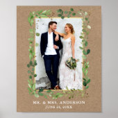 Waterverf Eucalyptus Greenery Kraft Gold Foto Poster (Voorkant)