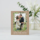 Waterverf Eucalyptus Greenery Kraft Save the Date Briefkaart (Staand voorkant)