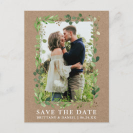 Waterverf Eucalyptus Greenery Kraft Save the Date Briefkaart