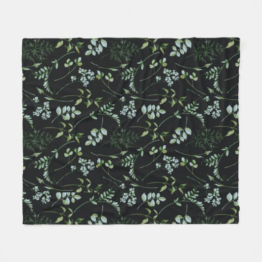 Waterverf Eucalyptus Greenery Leaves Fleece Deken (Voorkant (Horizontaal))