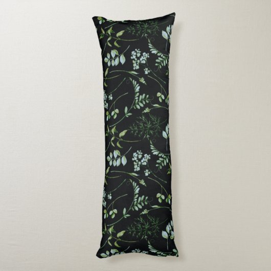 Waterverf Eucalyptus Greenery Leaves Lichaamskussen (Achterkant (Verticaal))