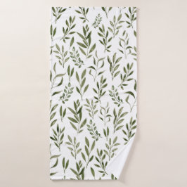 Waterverf Eucalyptus Greenery leest Patroon   Badhanddoek