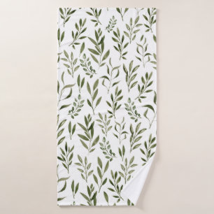 Waterverf Eucalyptus Greenery leest Patroon   Badhanddoek