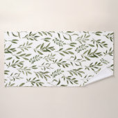 Waterverf Eucalyptus Greenery leest Patroon   Badhanddoek (Badhanddoek)
