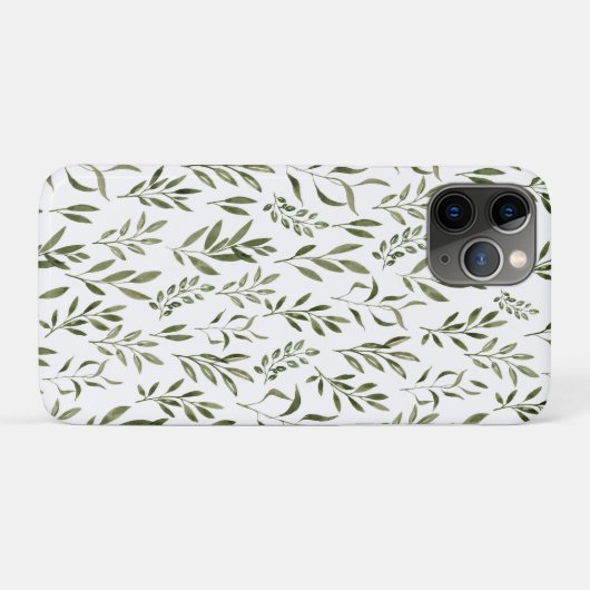 Waterverf Eucalyptus Greenery leest Patroon   Case-Mate iPhone Case (Achterkant (horizontaal))