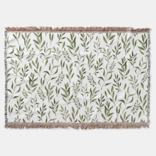 Waterverf Eucalyptus Greenery leest Patroon   Deken