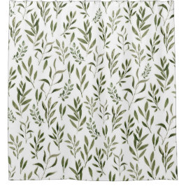 Waterverf Eucalyptus Greenery leest Patroon  Douchegordijn