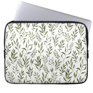 Waterverf Eucalyptus Greenery leest Patroon Laptop Sleeve
