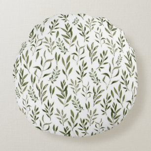 Waterverf Eucalyptus Greenery leest Patroon   Rond Kussen