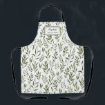 Waterverf Eucalyptus Greenery leest Patroon Schort<br><div class="desc">Waterverf eucalyptus groen laat patroon gepersonaliseerd schort.</div>