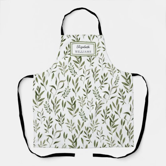 Waterverf Eucalyptus Greenery leest Patroon Schort (Voorkant)