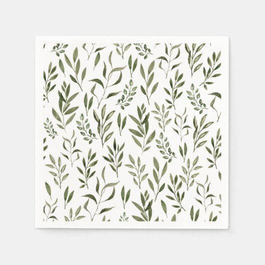 Waterverf Eucalyptus Greenery leest Patroon Servet (Voorkant)