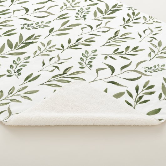 Waterverf Eucalyptus Greenery leest Patroon   Sherpa Deken (3/4)