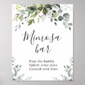 Waterverf Eucalyptus Greenery Mimosa Bar Sign Poster (Voorkant)