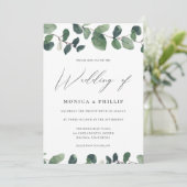 Waterverf Eucalyptus Greenery Modern Wedding Kaart (Staand voorkant)