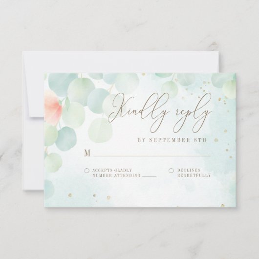 Waterverf Eucalyptus Greenery Monogram RSVP Kaartje (Voorkant)