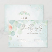 Waterverf Eucalyptus Greenery Monogram RSVP Kaartje (Voorkant / Achterkant)