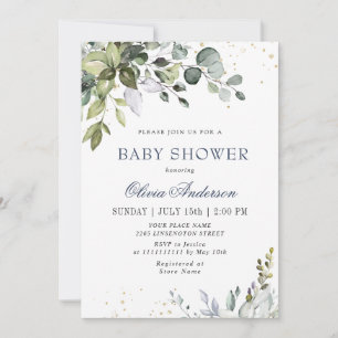 Waterverf Eucalyptus Greenery NEUTRAL Baby shower Kaart