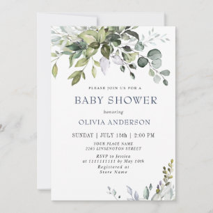 Waterverf Eucalyptus Greenery NEUTRAL Baby shower Kaart