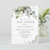 Waterverf Eucalyptus Greenery NEUTRAL Baby shower Kaart (Staand voorkant)