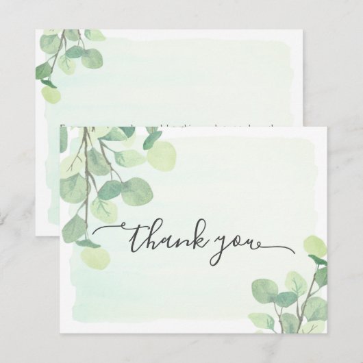 Waterverf Eucalyptus Greenery Painted Background Bedankkaart (Voorkant / Achterkant)